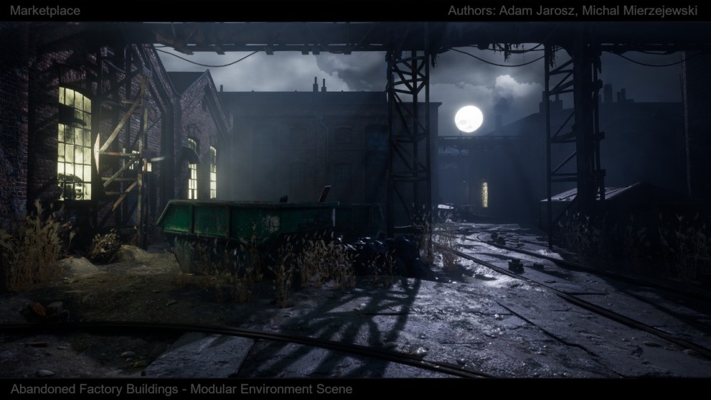 废弃的工厂建筑Abandoned Factory Buildings - Day/Night Scene