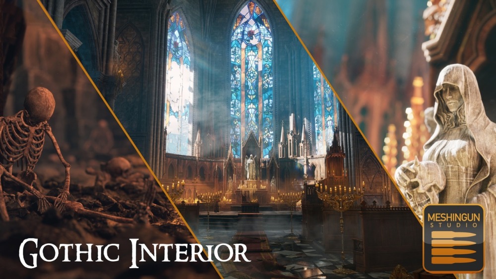 模块化哥特式室内场景资产集合 Gothic Interior Megapack