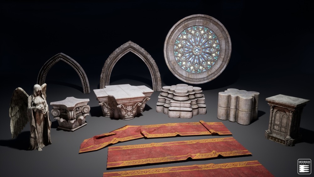 模块化哥特式室内场景资产集合 Gothic Interior Megapack