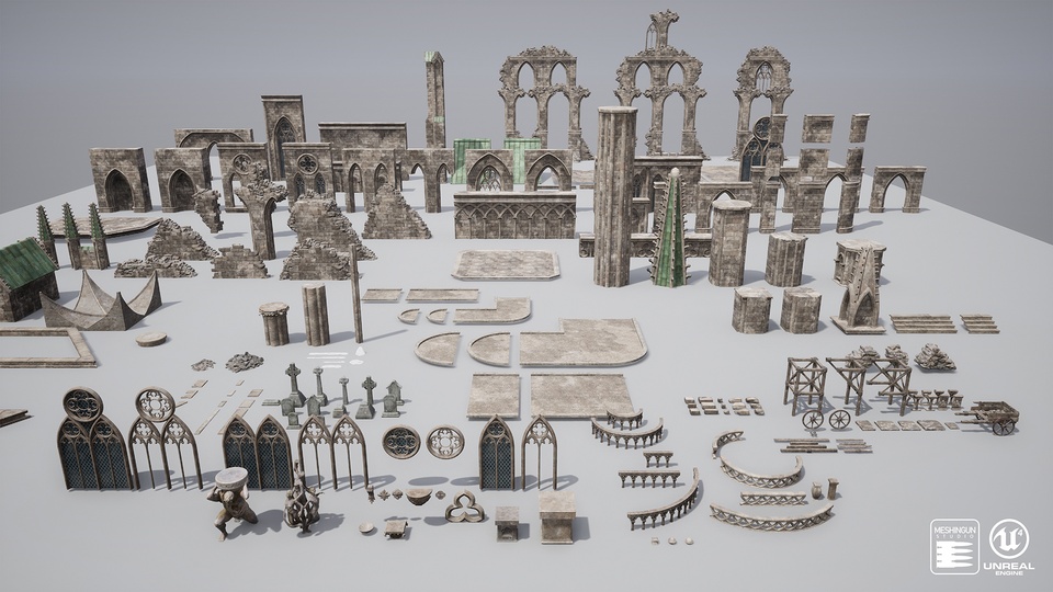 模块化哥特式外观场景资产集合Gothic Megapack