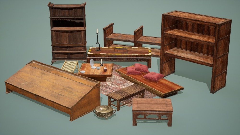 封建日本室内装饰道具 Vol1Feudal Japan Interior Props Vol1