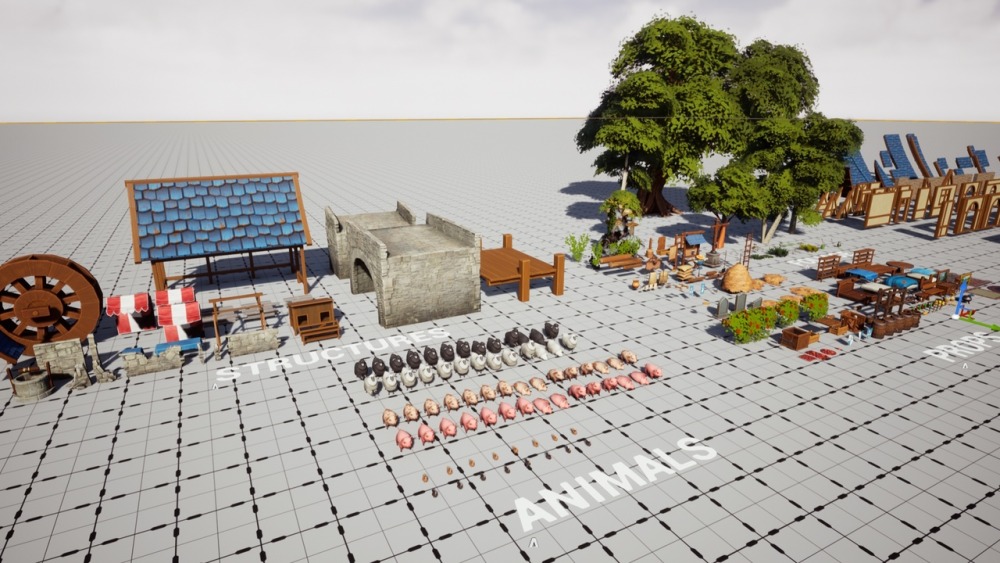 风格化村庄 – 模块化风格化村庄环境 Stylized Village – Modular Stylized Village Environment