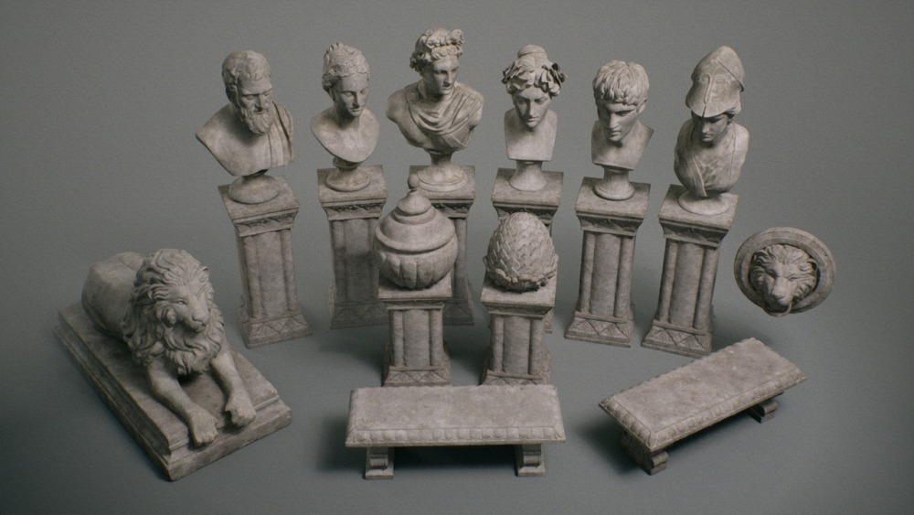 Stone Sculptures VOL.2 - Statues and Benches 石雕 VOL.2 – 雕像和长凳
