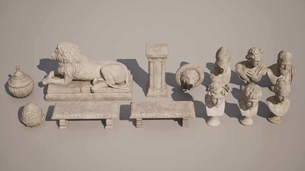 Stone Sculptures VOL.2 - Statues and Benches 石雕 VOL.2 – 雕像和长凳