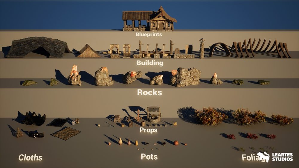 中世纪旧房屋环境场景Crystals and Crafting Environment