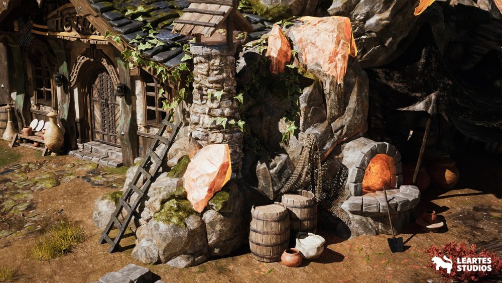 中世纪旧房屋环境场景Crystals and Crafting Environment