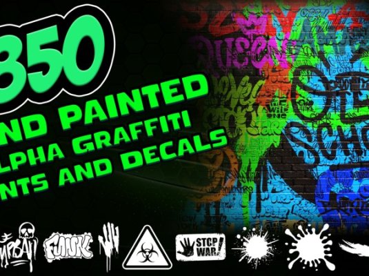1850个嘻哈创意4K手绘字母数字形状喷雾涂鸦油漆贴花元素包 1850 Hand Painted Alpha Graffiti, Paints & Decals (MEGA Pack) – Vol 12