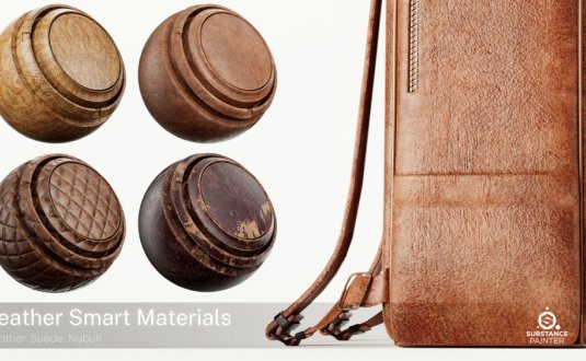 适用于 Substance Painter 的高质量皮革智能PBR材质包 Leather Smart Materials Vol 1