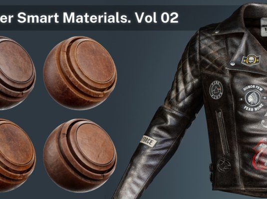 适用于 Substance Painter 的高质量皮革智能PBR材质包 Leather Smart Materials Vol 2
